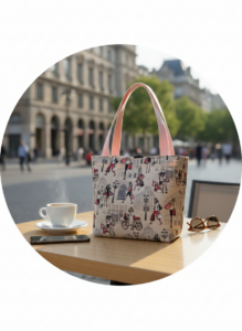 sac à main reversible fait en toile de jute de café recyclé les belles poules