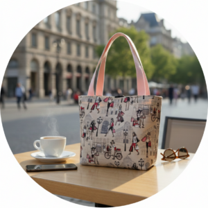 sac à main reversible fait en toile de jute de café recyclé les belles poules