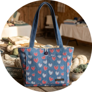 sac fait main réversible en toile de jute de café recyclé les belles poules