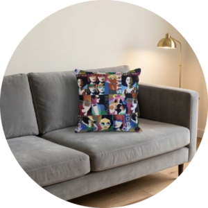 coussin fait main en toile de jute de café recyclée les belles poules