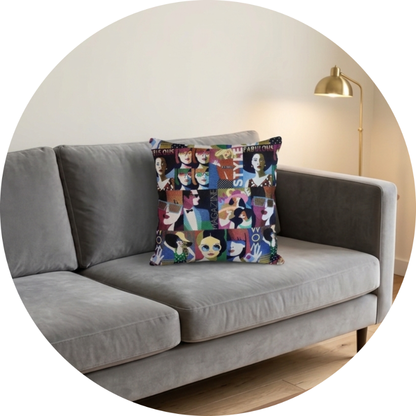 coussin fait main en toile de jute de café recyclée les belles poules