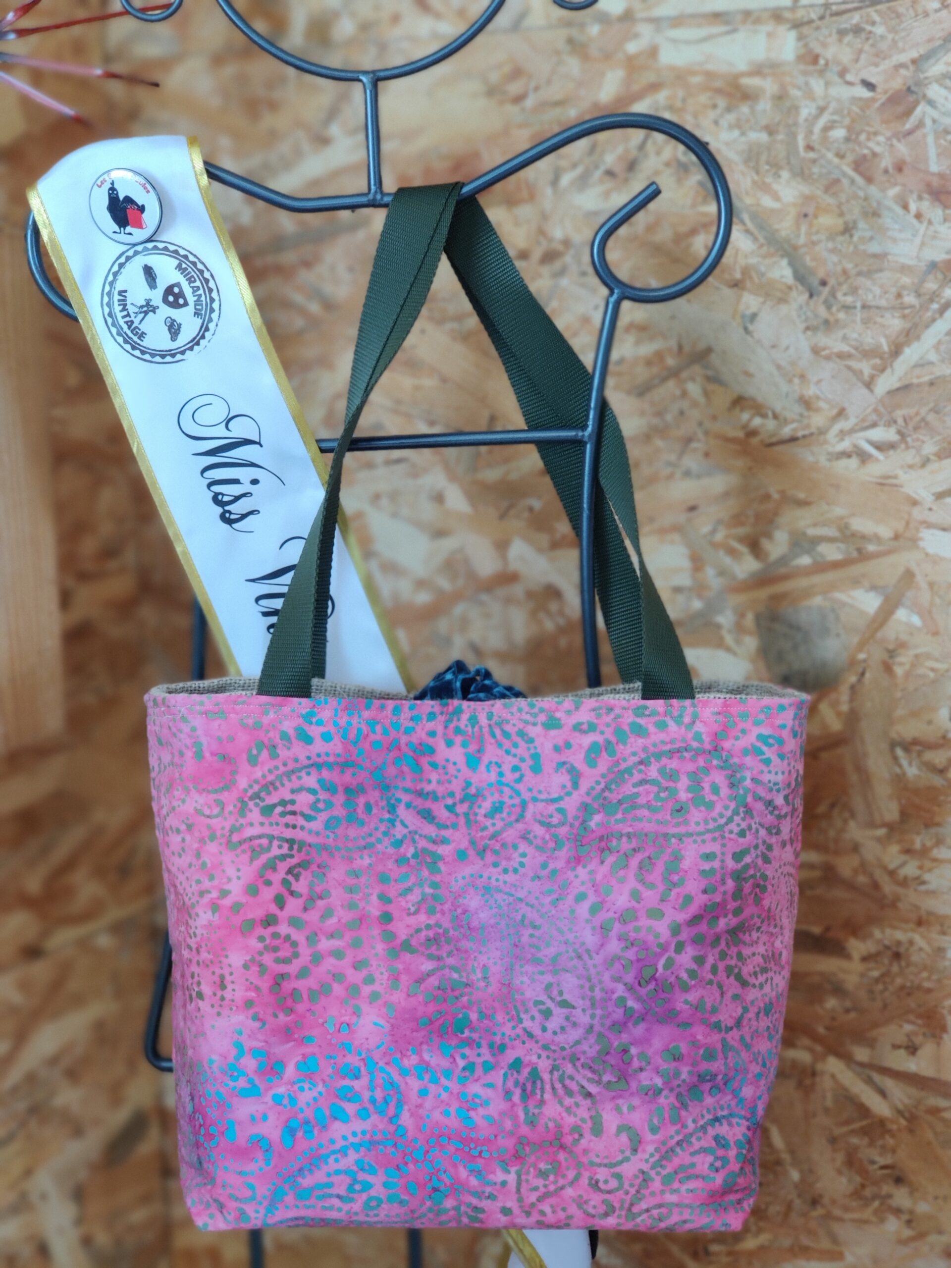 sac shopping fait main en toile de jute de café recyclé unique les belles poules