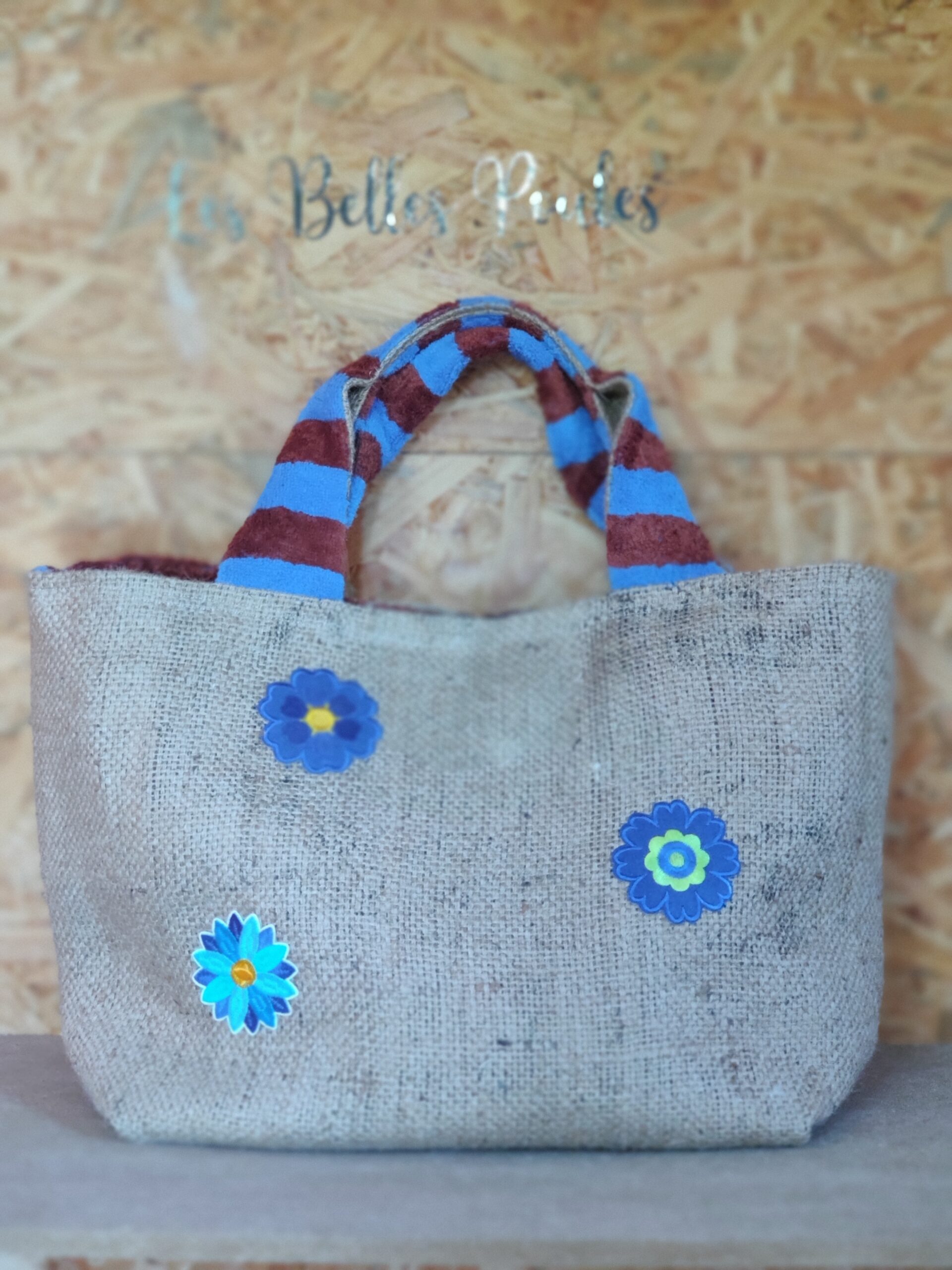 SAC EN TOILE DE JUTE DE CAFE FAIT MAIN UNIQUE LES BELLES POULES