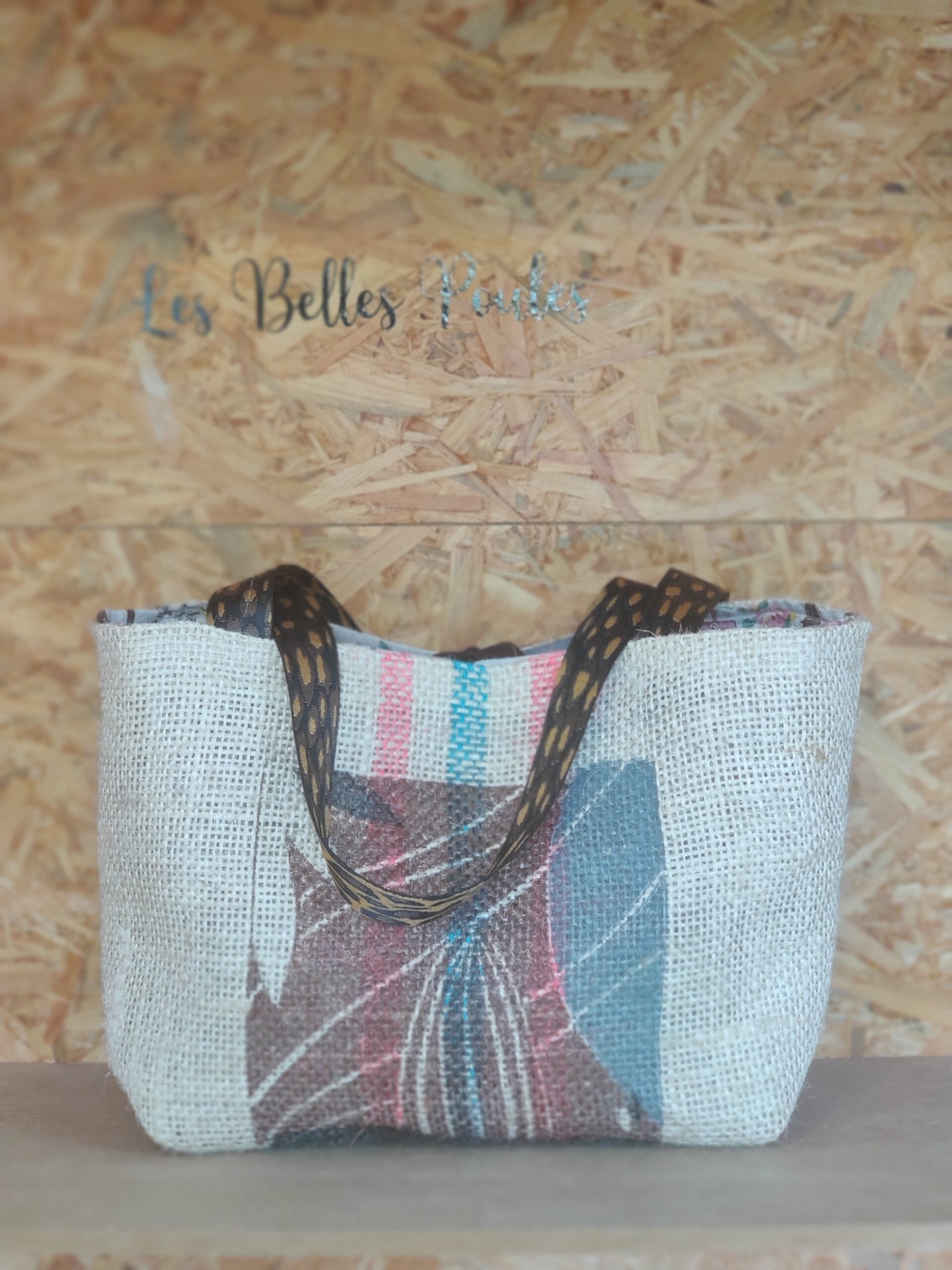 SAC FAIT MAIN EN TOILE DE SISAL DE CAFE RECYCLE UNIQUE LES BELLES POULES
